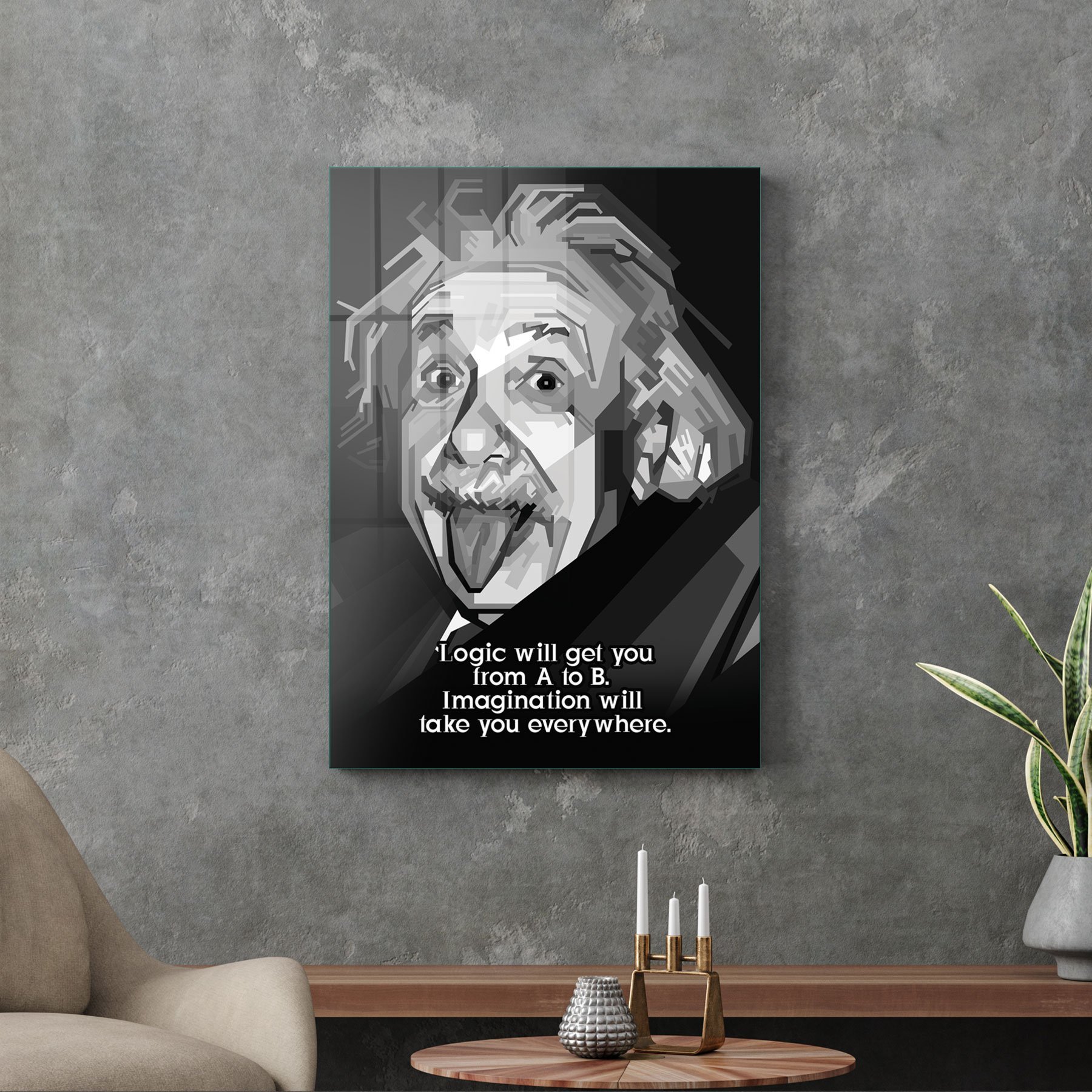 Picture of Decovetro Cam Tablo Albert Einstein Funny 70x100 cm