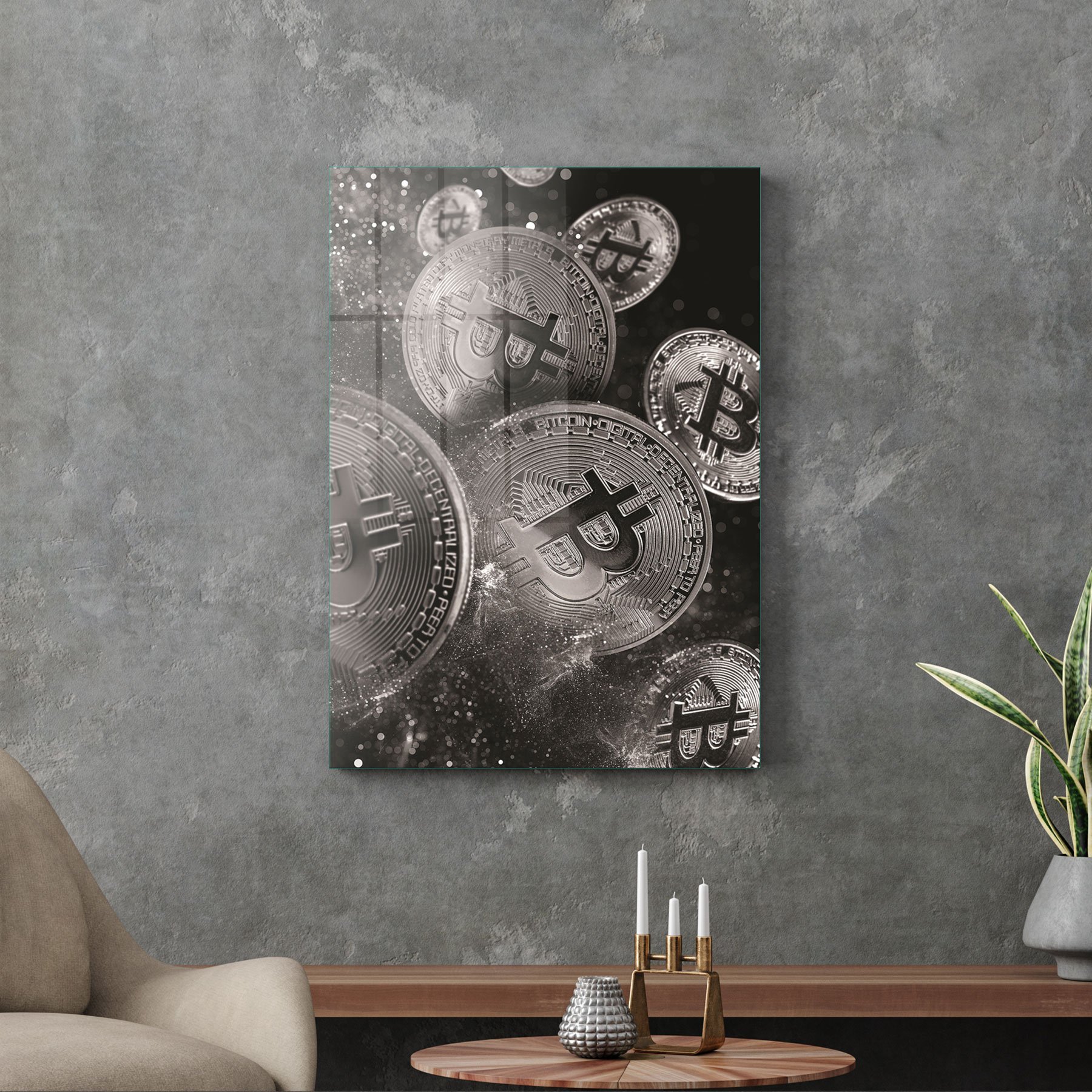 Picture of Decovetro Cam Tablo Bitcoin Desenli 30x40 cm