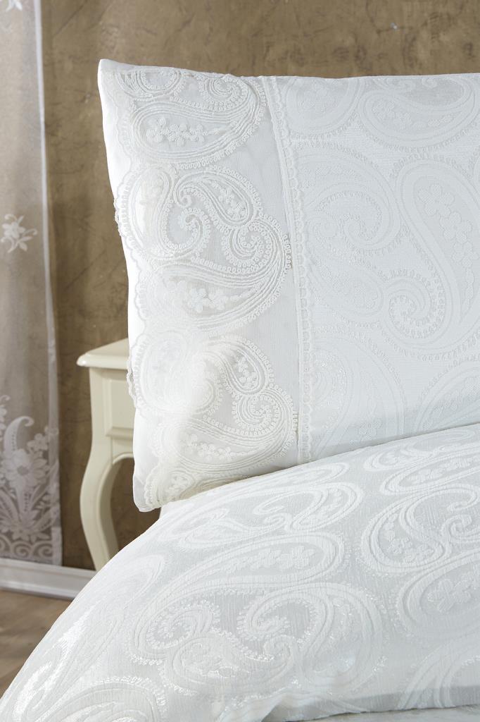 Picture of Çeyiz Diyarı Şal 3 Parça Çift Kişilik Yatak Örtüsü Krem