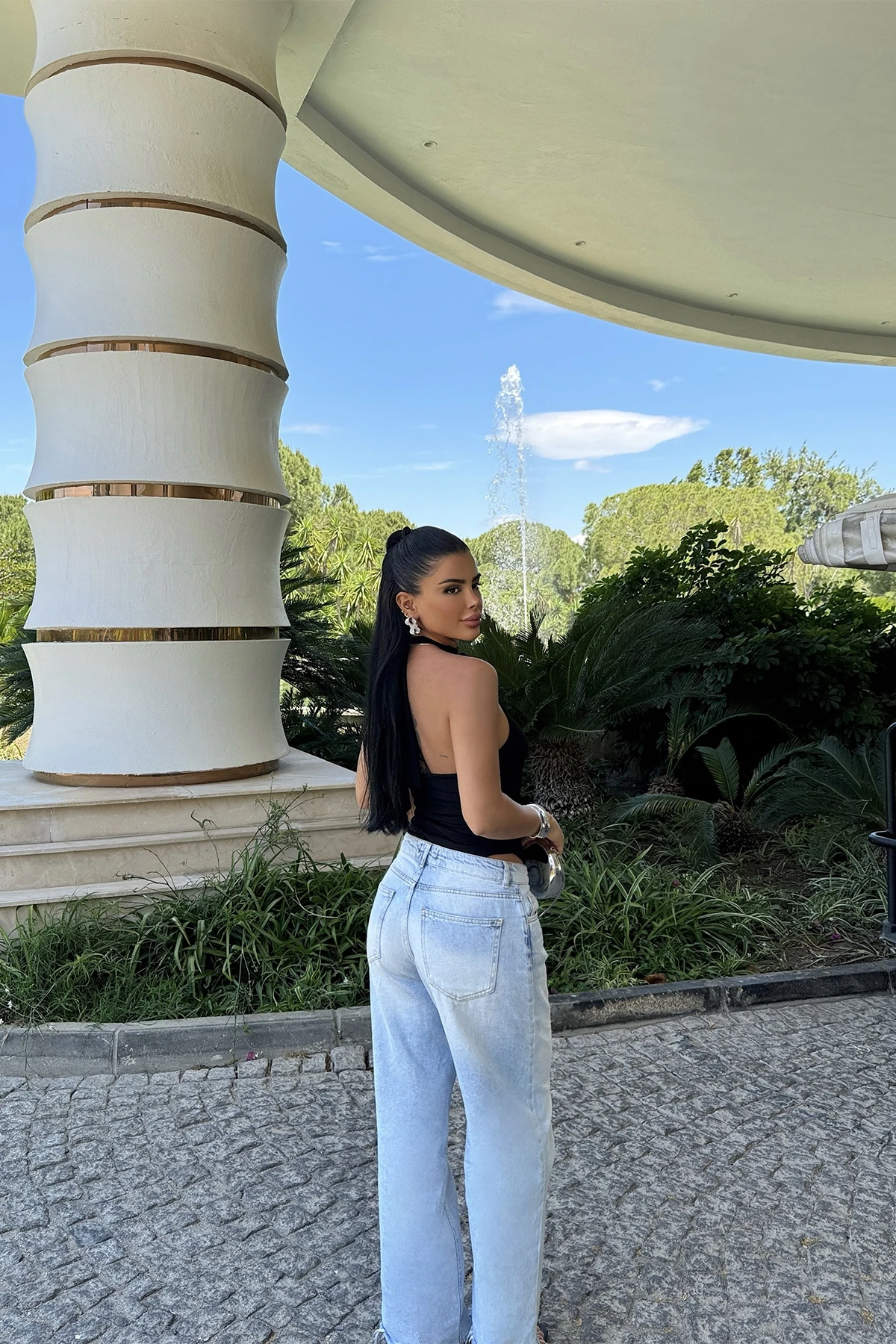 Picture of Black Rose Detail Tied Bodysuit