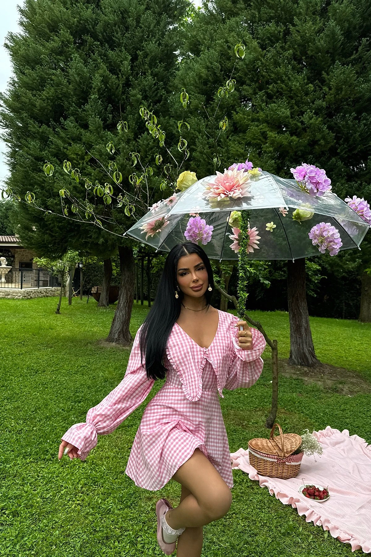 Picture of Pink Gingham Pattern Mini Dress