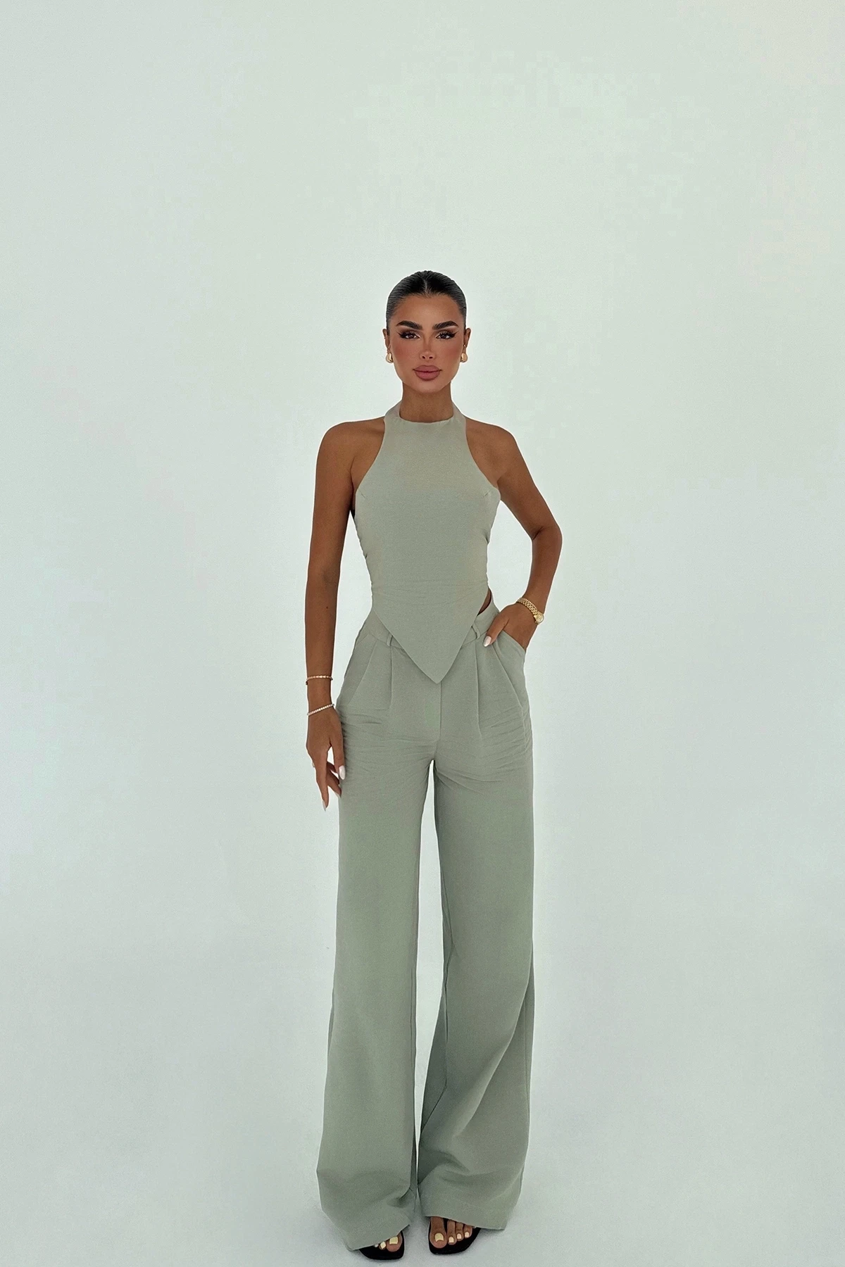 Picture of Aqua Green Trouser Suit