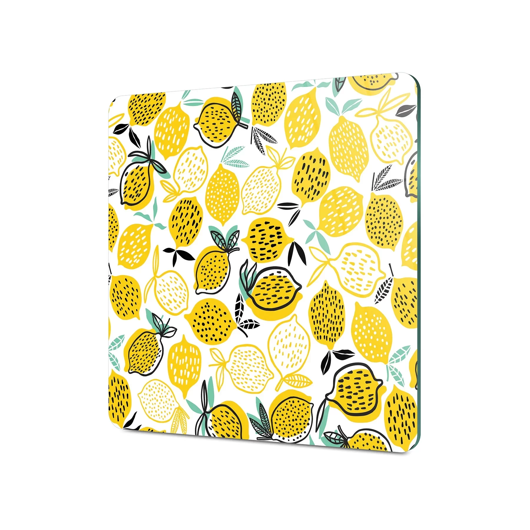 Picture of Decovetro Cam Kesme Tahtası ve Sunumluk Kare Limon Desenli 30x30 Cm