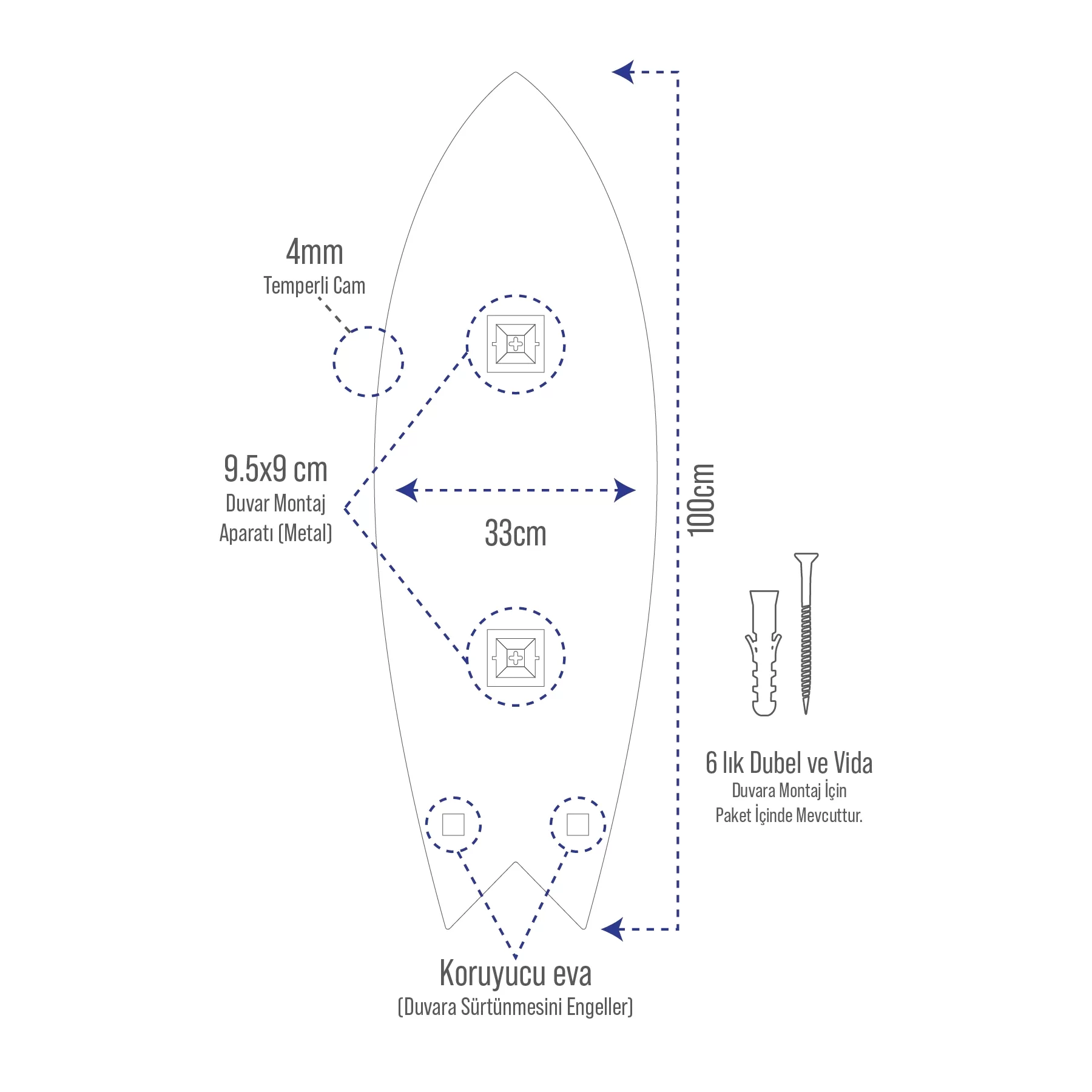 Picture of Decovetro ST 4017 Dekoratif Cam Sörf Tahtası 33x100 Cm