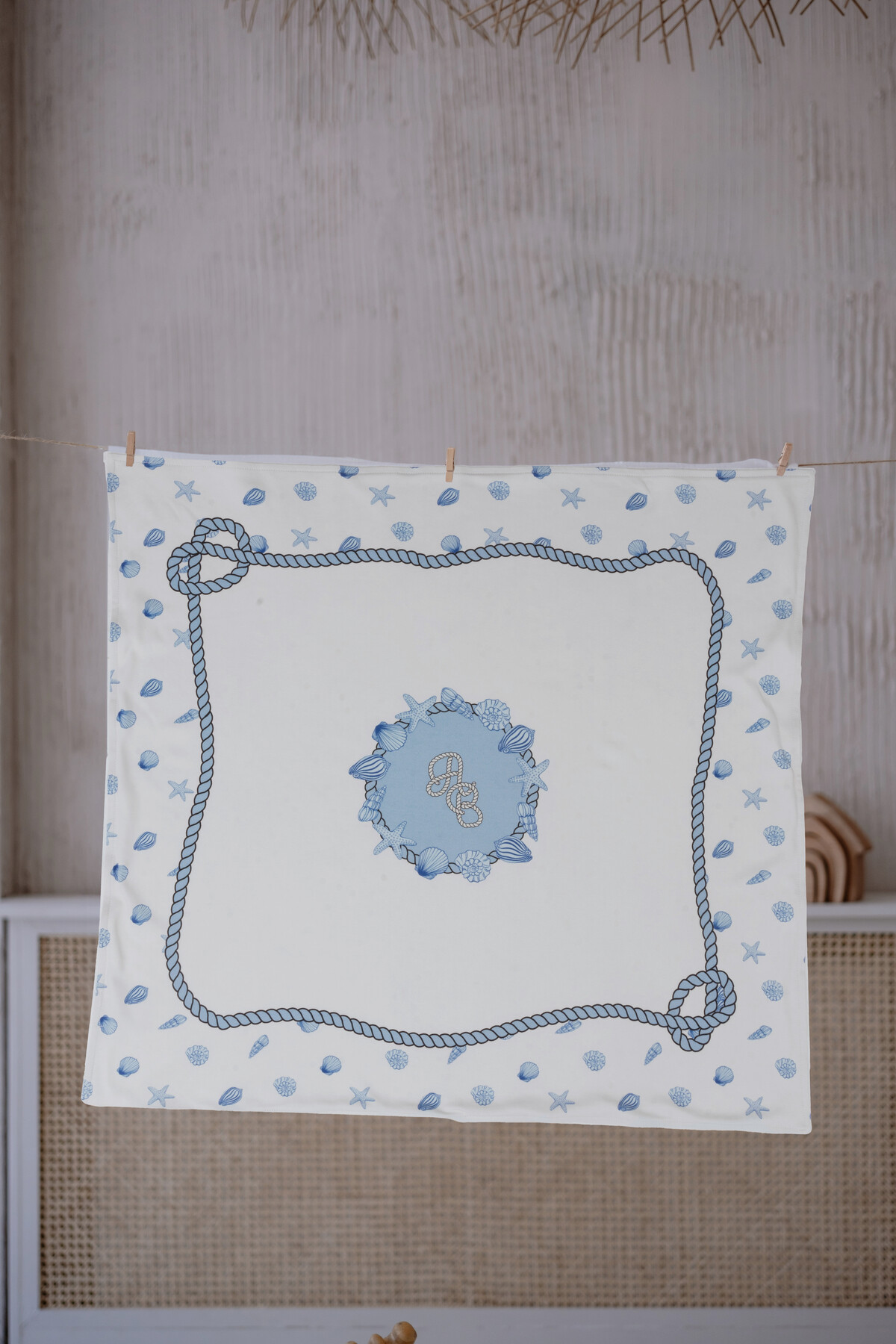 Picture of Çift Taraflı Bebek Battaniyesi - Deniz Kabukları