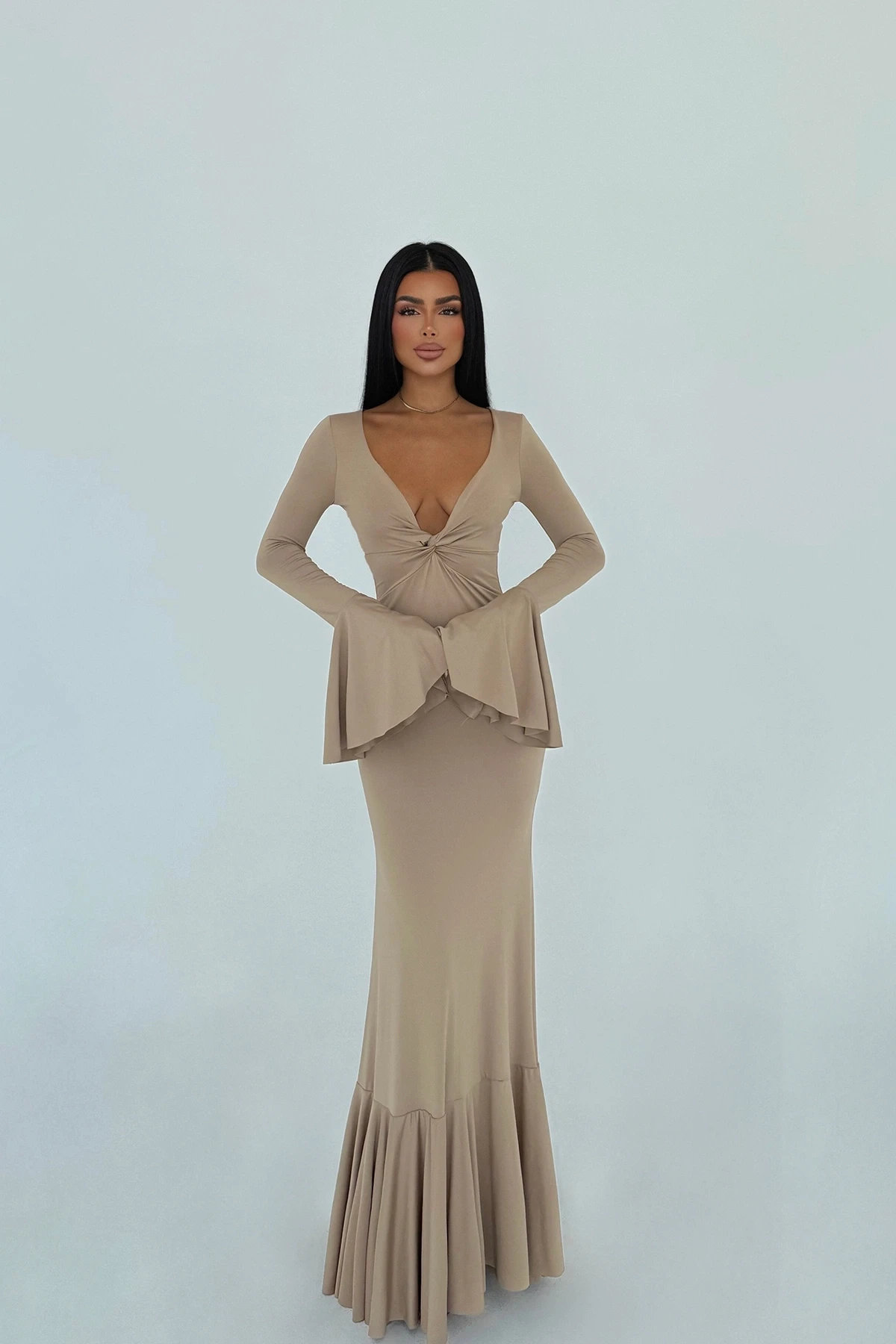 Picture of Cream Long Sleeve Dress