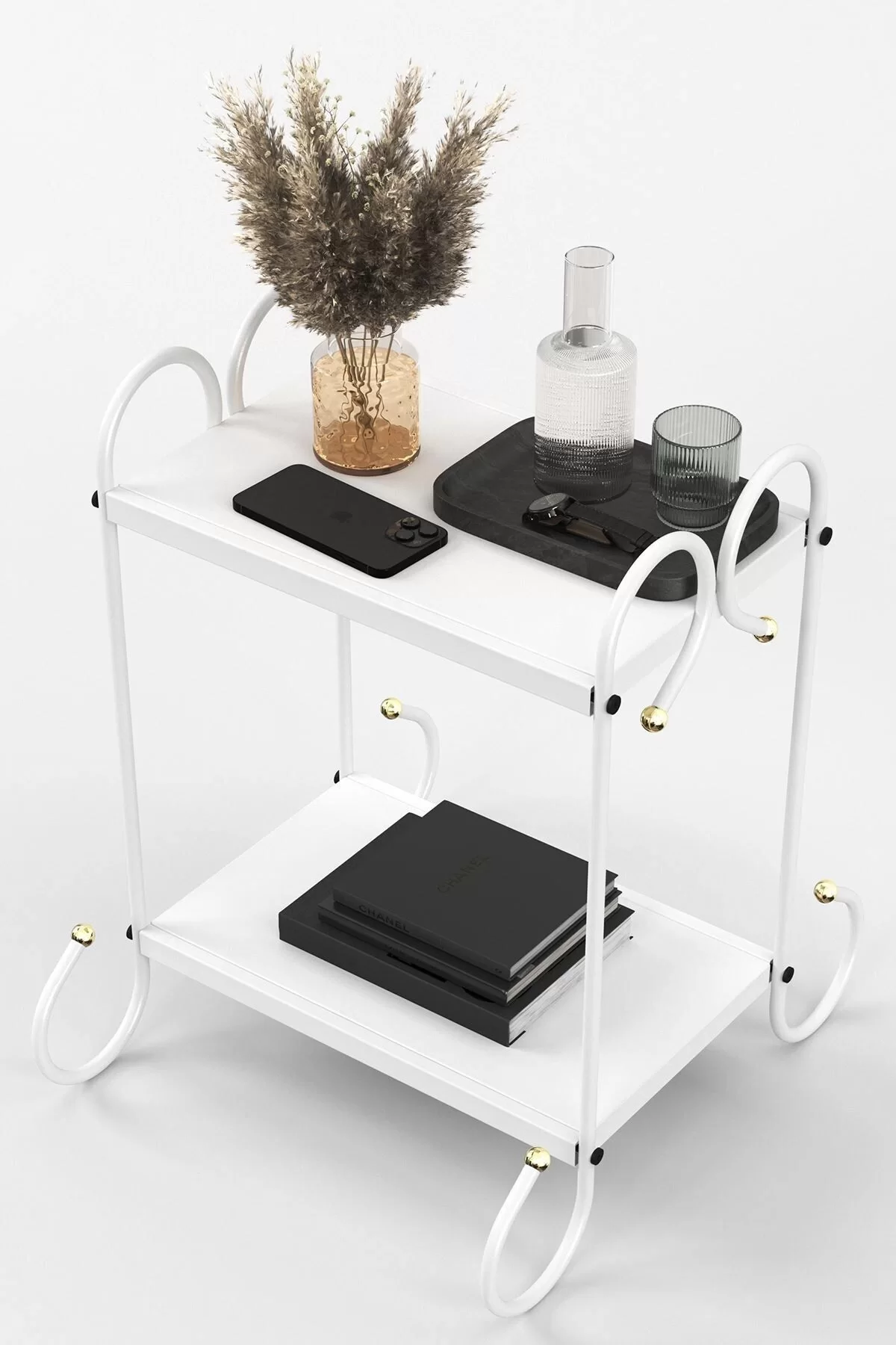 Picture of Truva Retro Ferforje Metal Komodin Beyaz