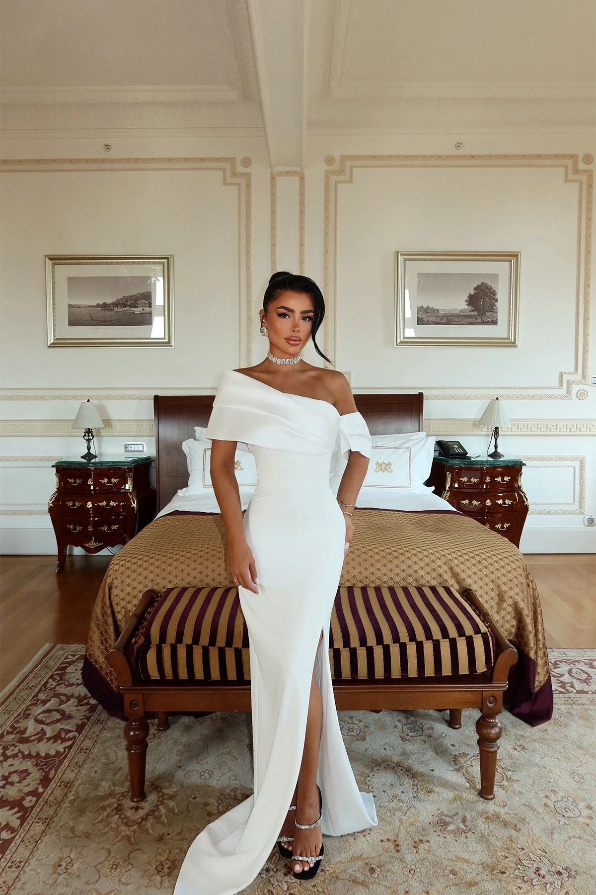 Picture of White Strapless Long Evening Dress