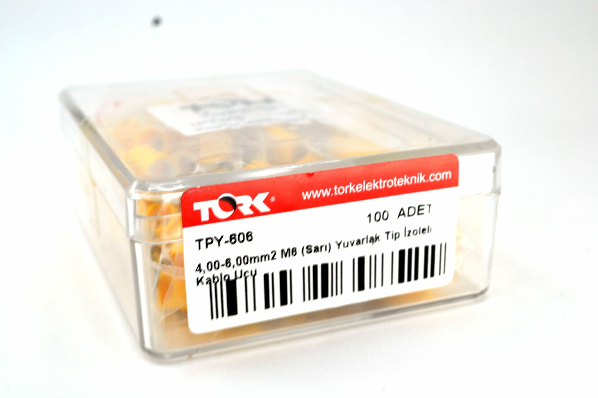 Picture of 100 Adet 4,00-6,00 Bakır Kablo Pabucu Sarı M6 Delikli Sıkmalı Sulye MT-SKS6S