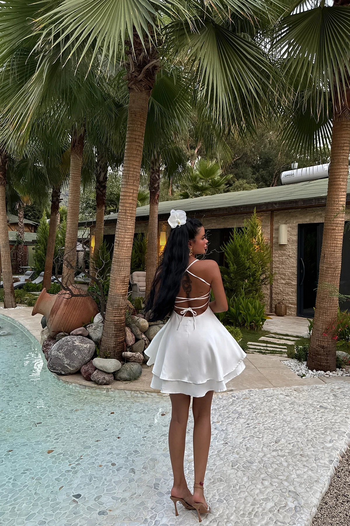 Picture of White Satin Strap Dress