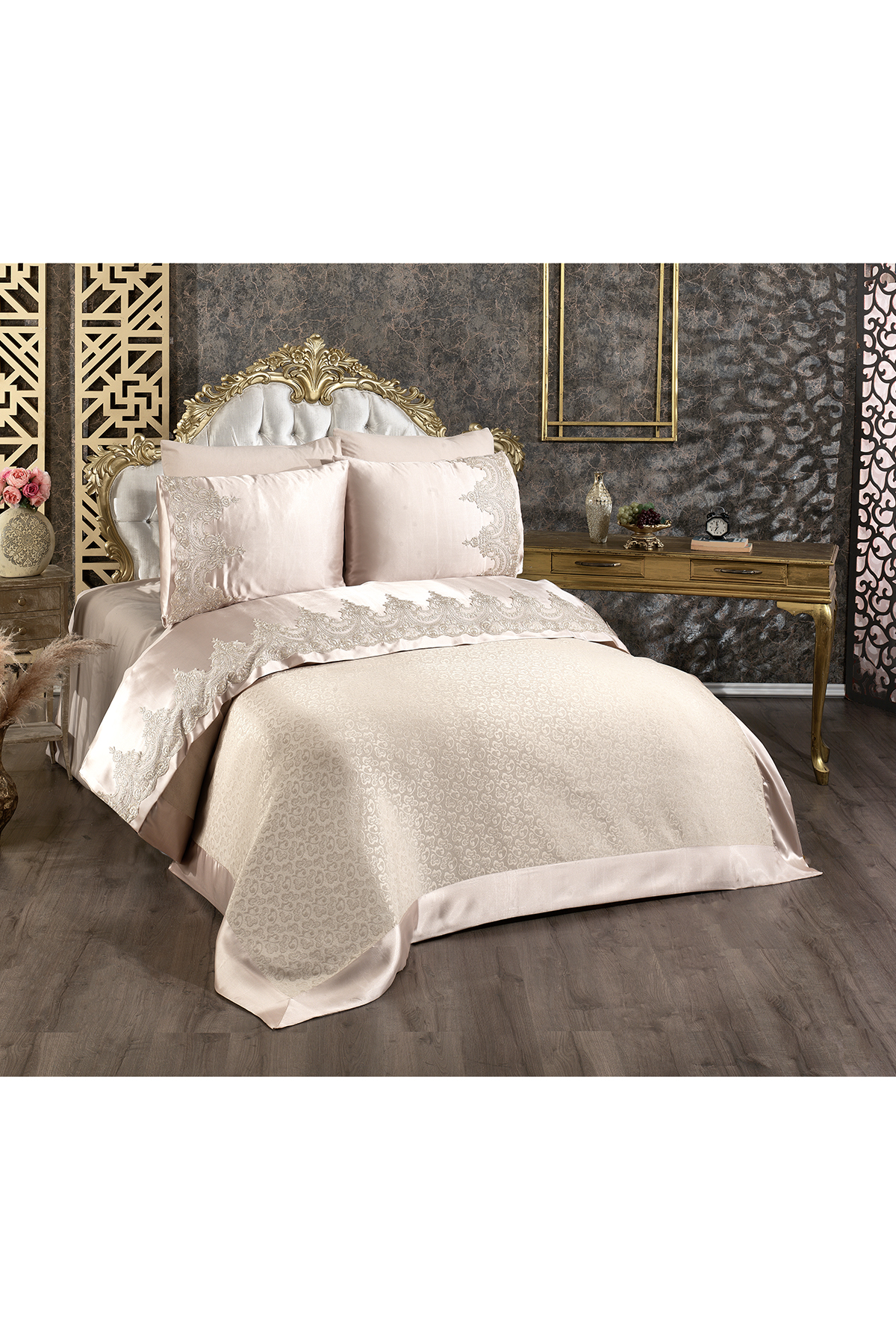 Picture of Çeyizdiyarı Fransız Güpürlü Diana Pike Takımı Bej