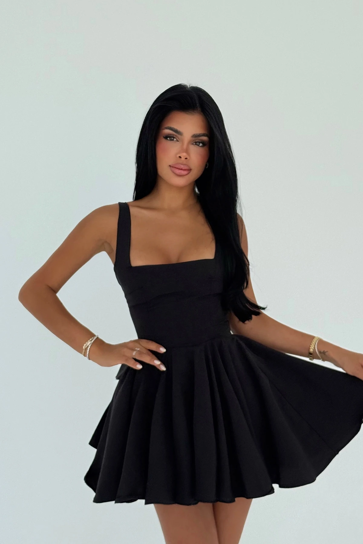 Picture of Black Nolan Back Bow Detail Mini Dress