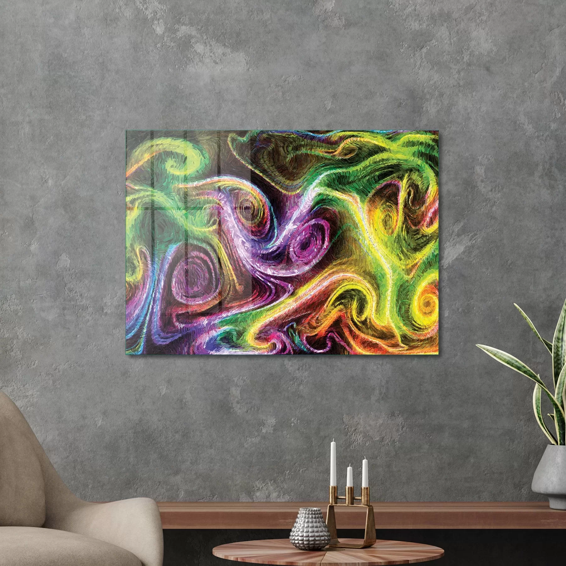 Picture of Decovetro Cam Tablo Neon Spiral Waves 50x70 cm