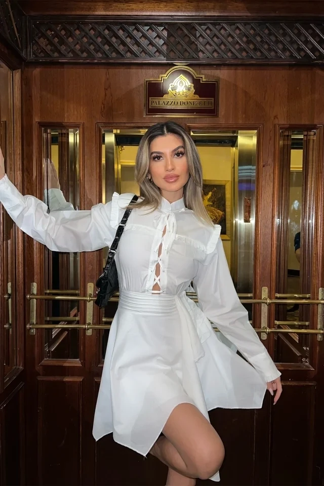 Picture of White Tie-Up Mini Dress