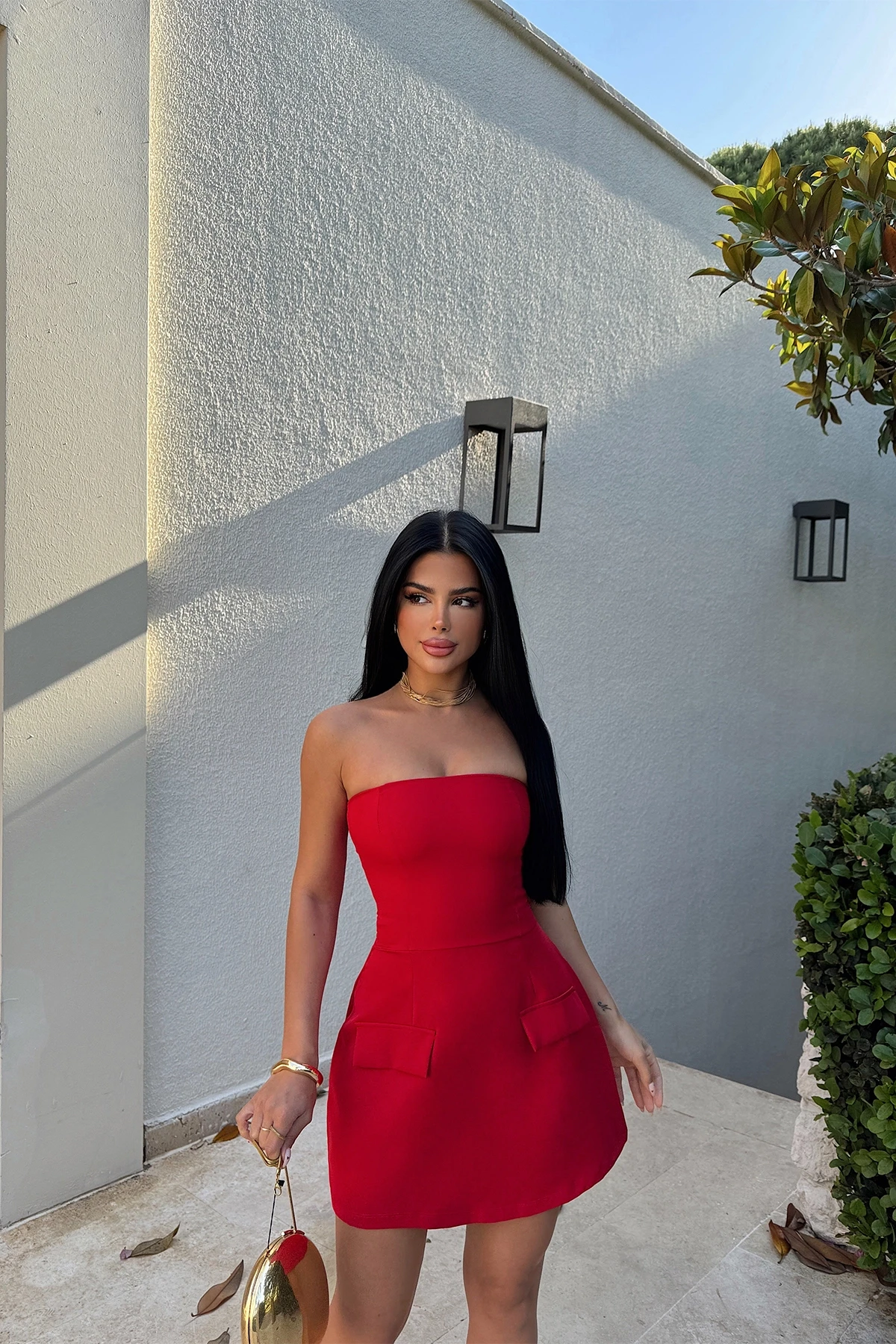 Picture of Red Belinda Strapless Mini Dress