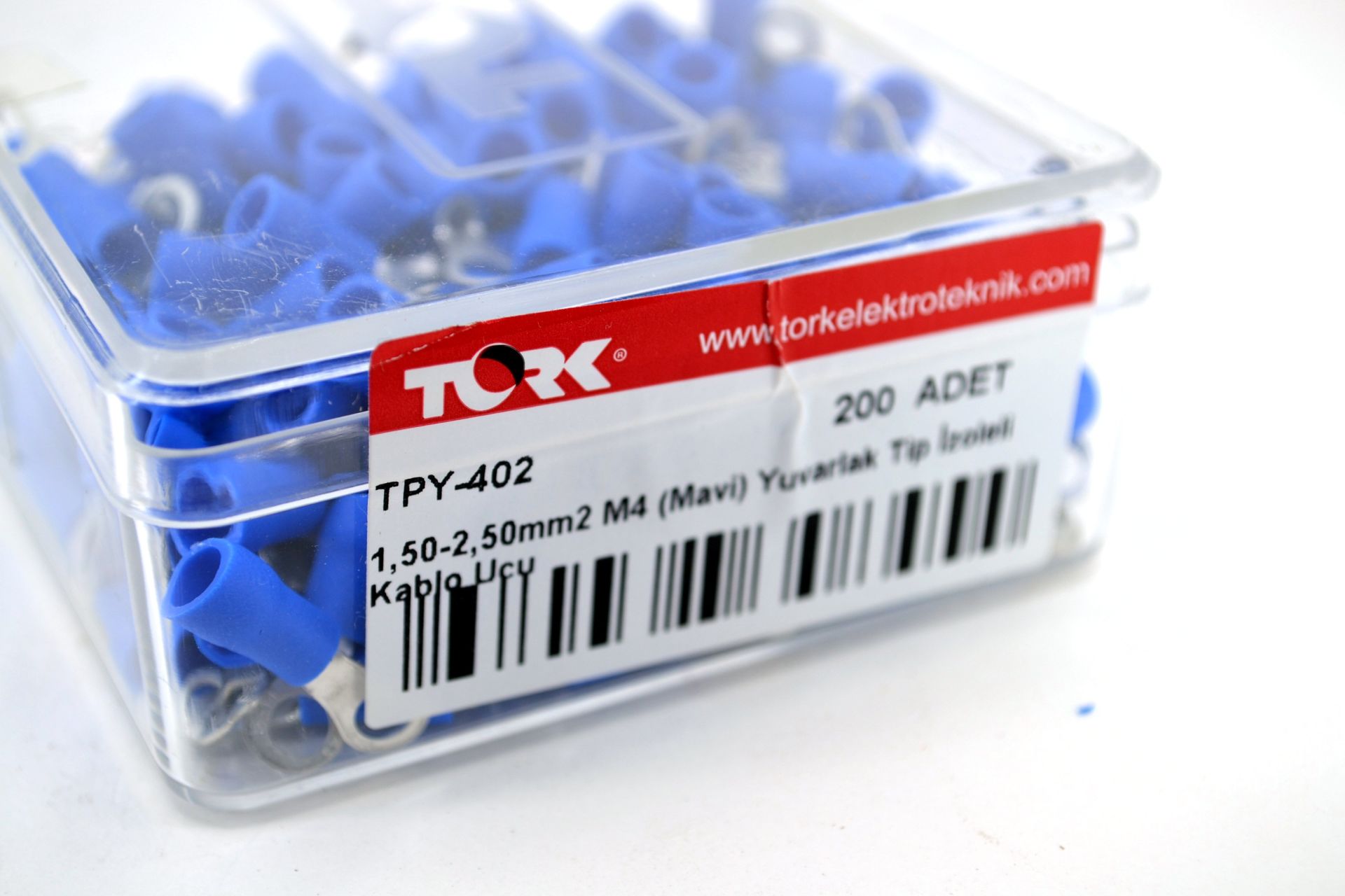 Picture of 200 Adet 1,50-2,50 Bakır Kablo Pabucu Mavi M4 Delikli Sıkmalı Sulye MT-SKS4M