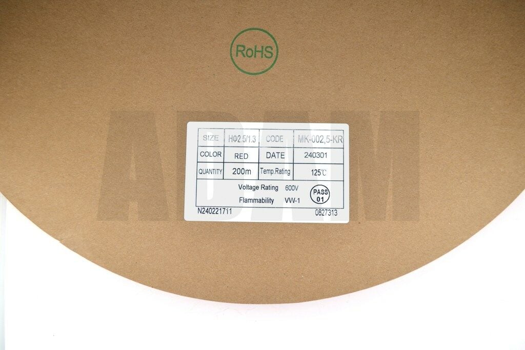 Picture of 200 Metre 2,5mm Kırmızı Isı İle Daralan Makaron Isıyla MT-M2.5K