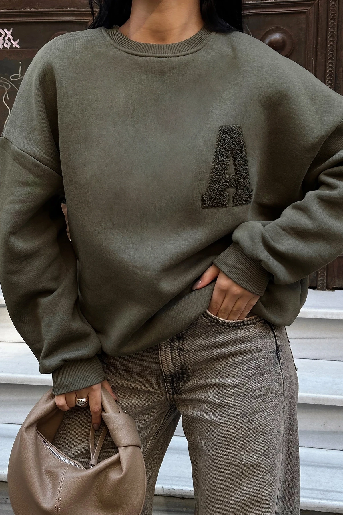 Picture of Khaki A Embroidered Sweat