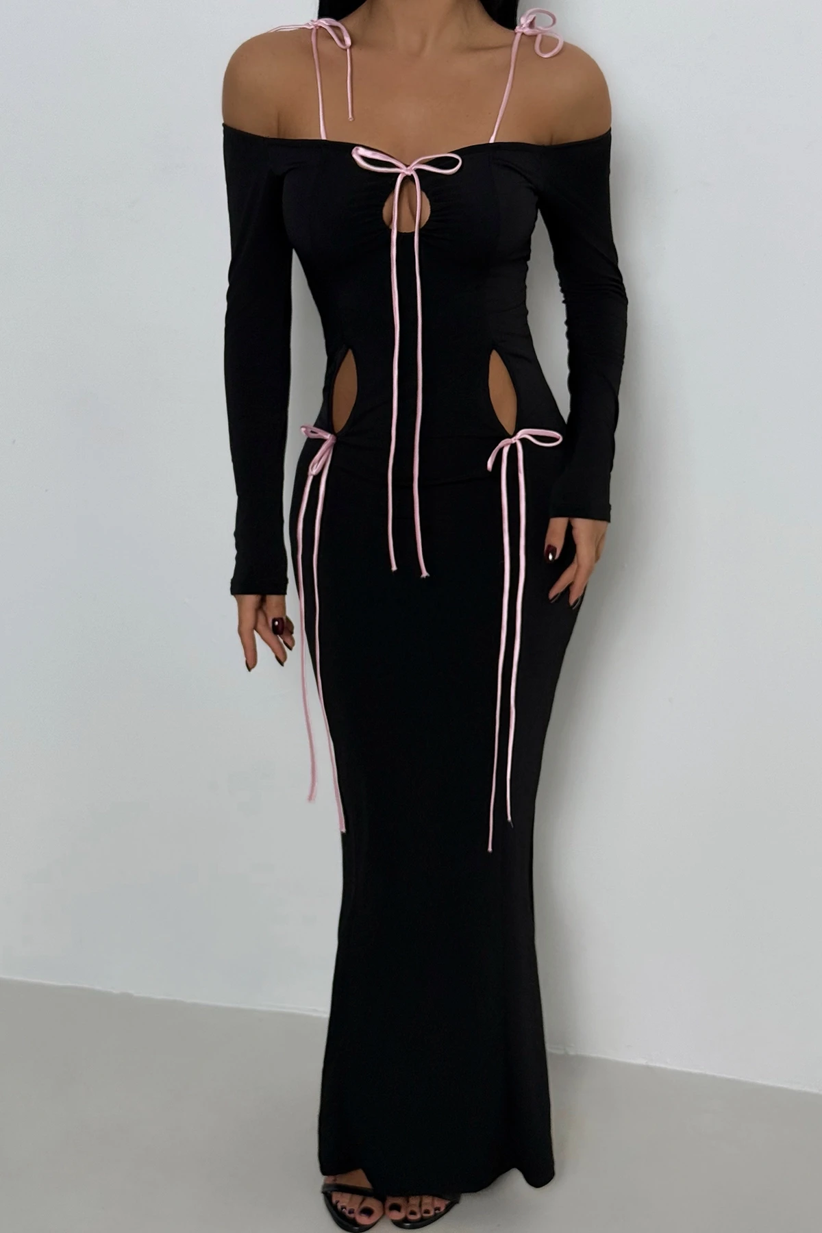 Picture of Black Tie-Up Long Dress