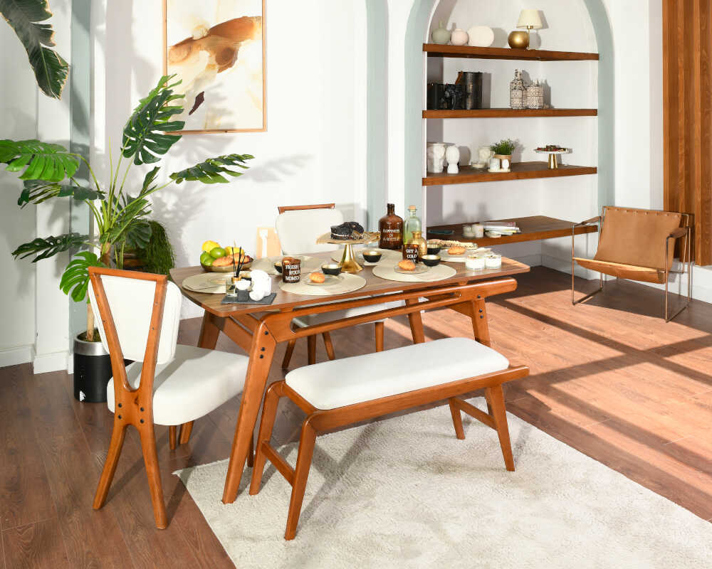 Picture of Palace Ceviz 2 Sandalye 1 Bench 1 Masa (80x160)