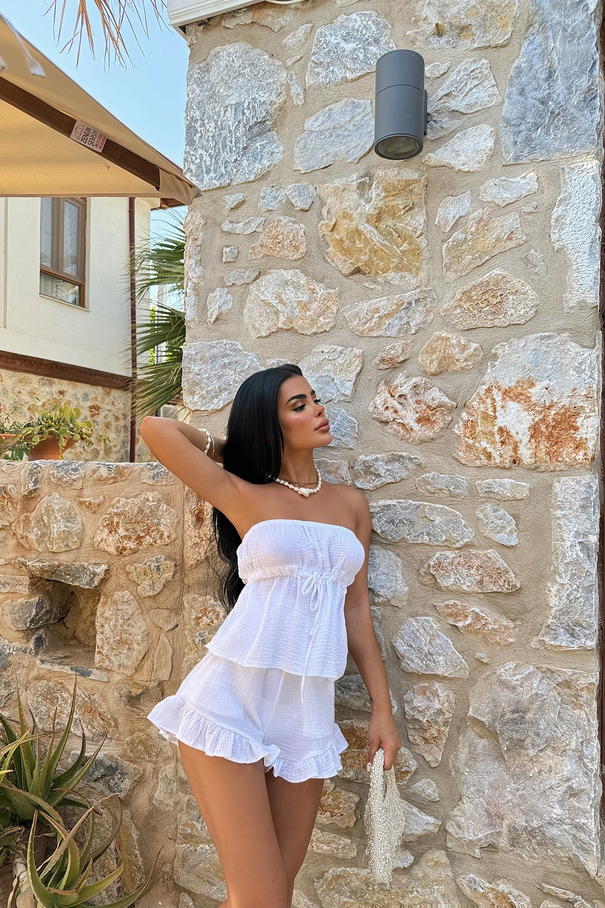 Picture of White Tanja  Shorts Set