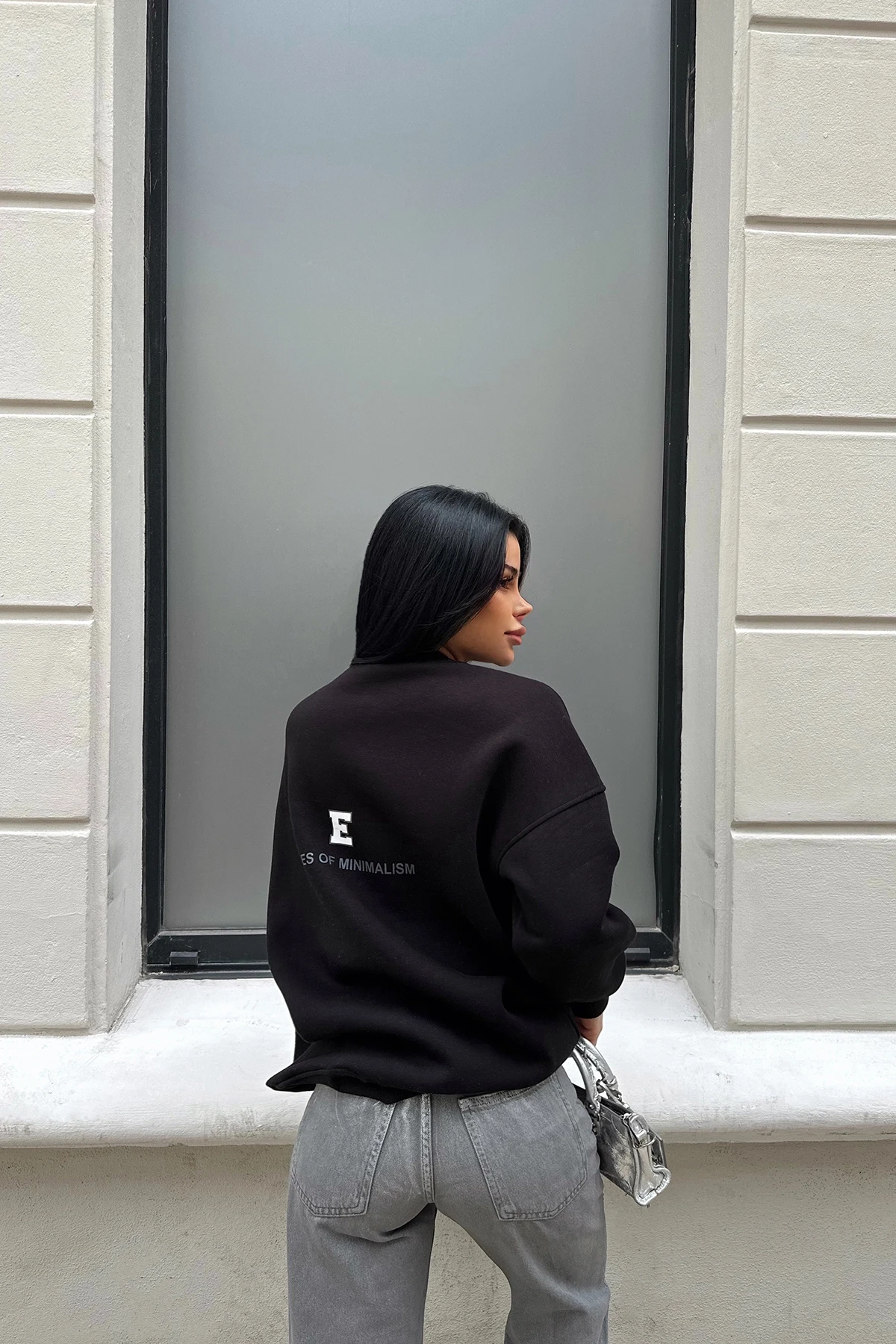 Picture of Black Oversize Back Printed Sweat