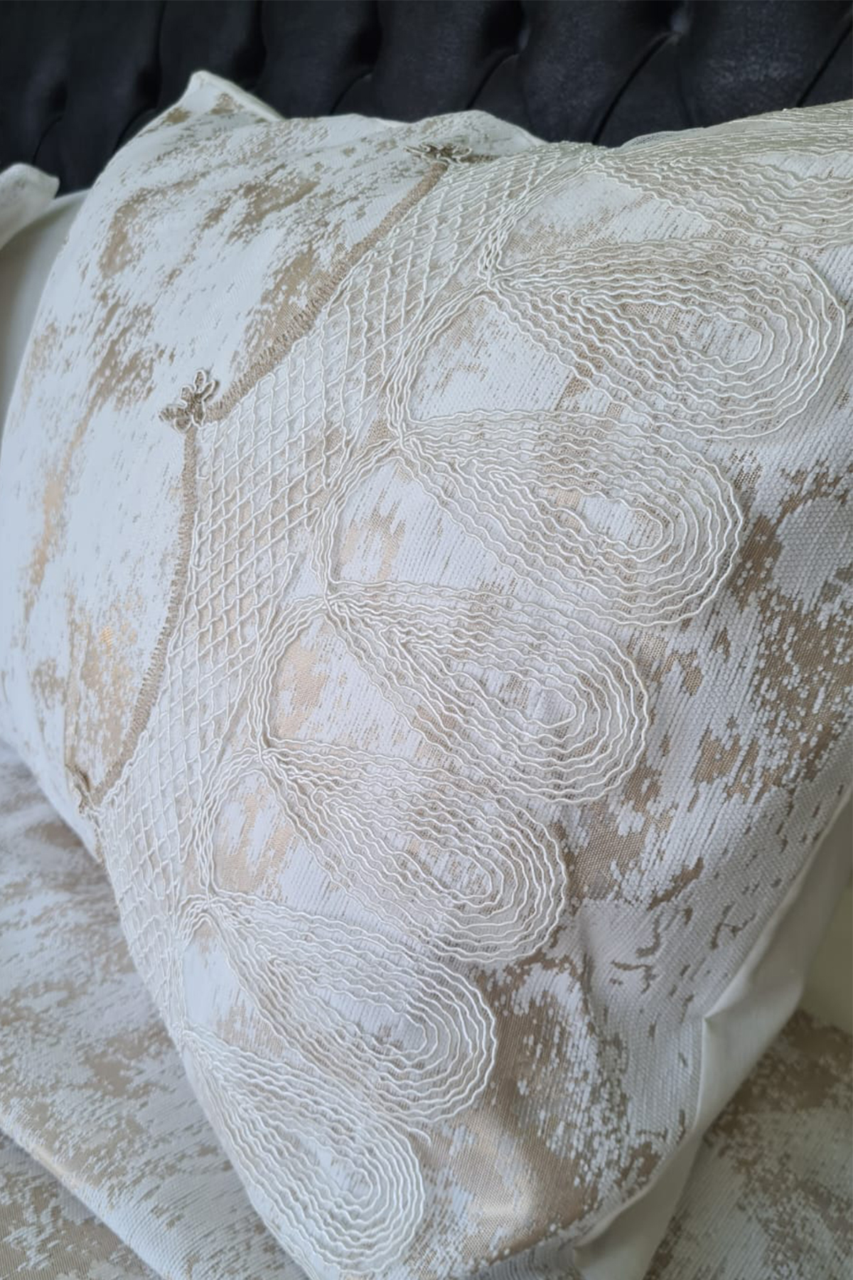 Picture of Fransız Güpürlü Çeyizlik 6 Parça Pike Takımı Pelin Krem - Cappucino