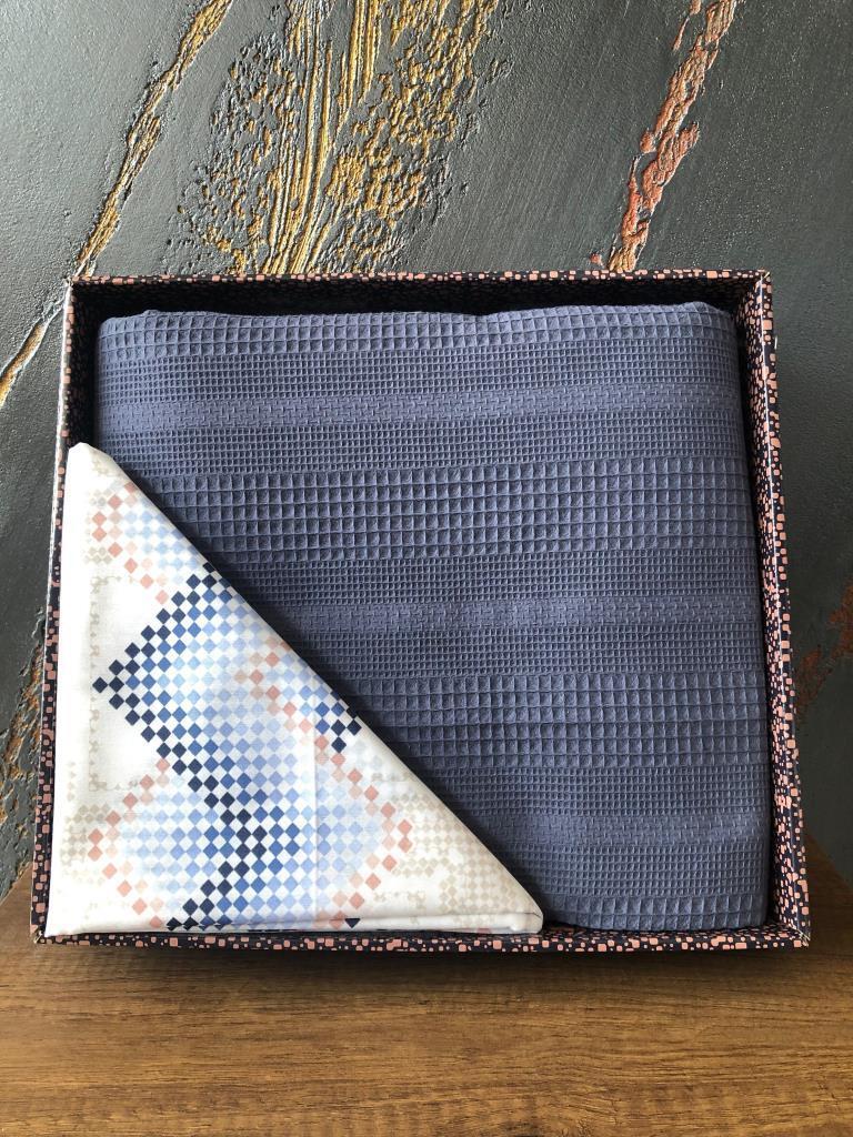 Picture of Çeyiz Diyarı Petek Çift Kişilik Pamuklu Pike Takımı Lacivert