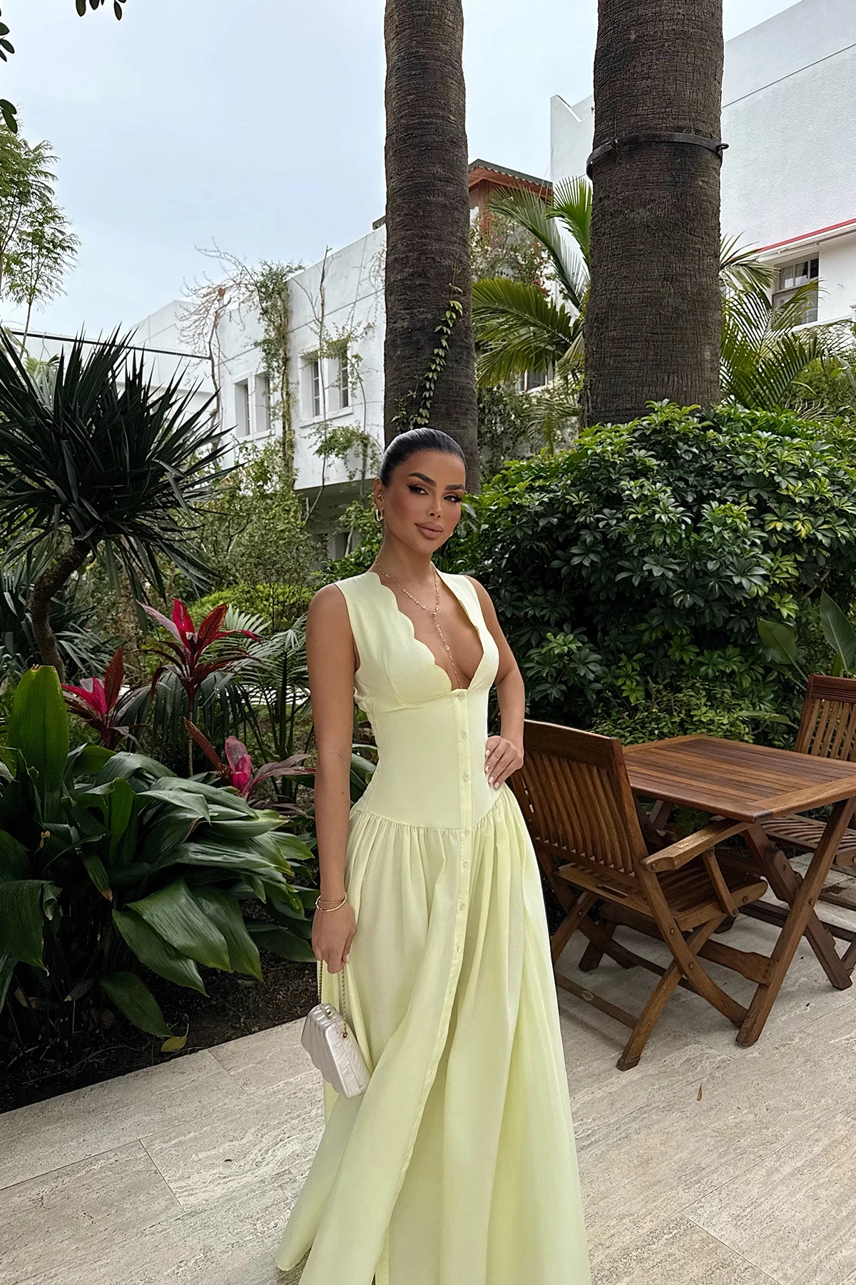 Picture of Yellow Button Detail Dress