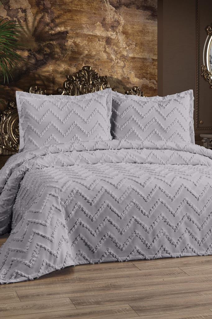 Picture of Çeyiz Diyarı Zigoks 3 Parça Çift Kişilik Pike Takımı Gri