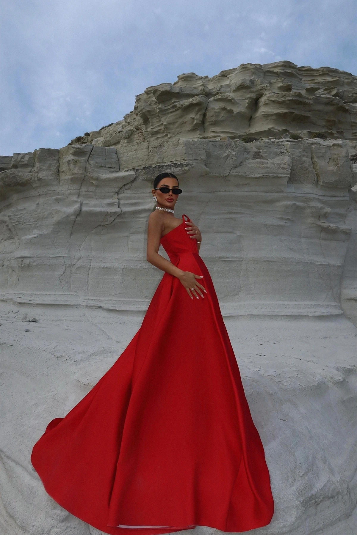 Picture of Red Strapless Long Evening Dress