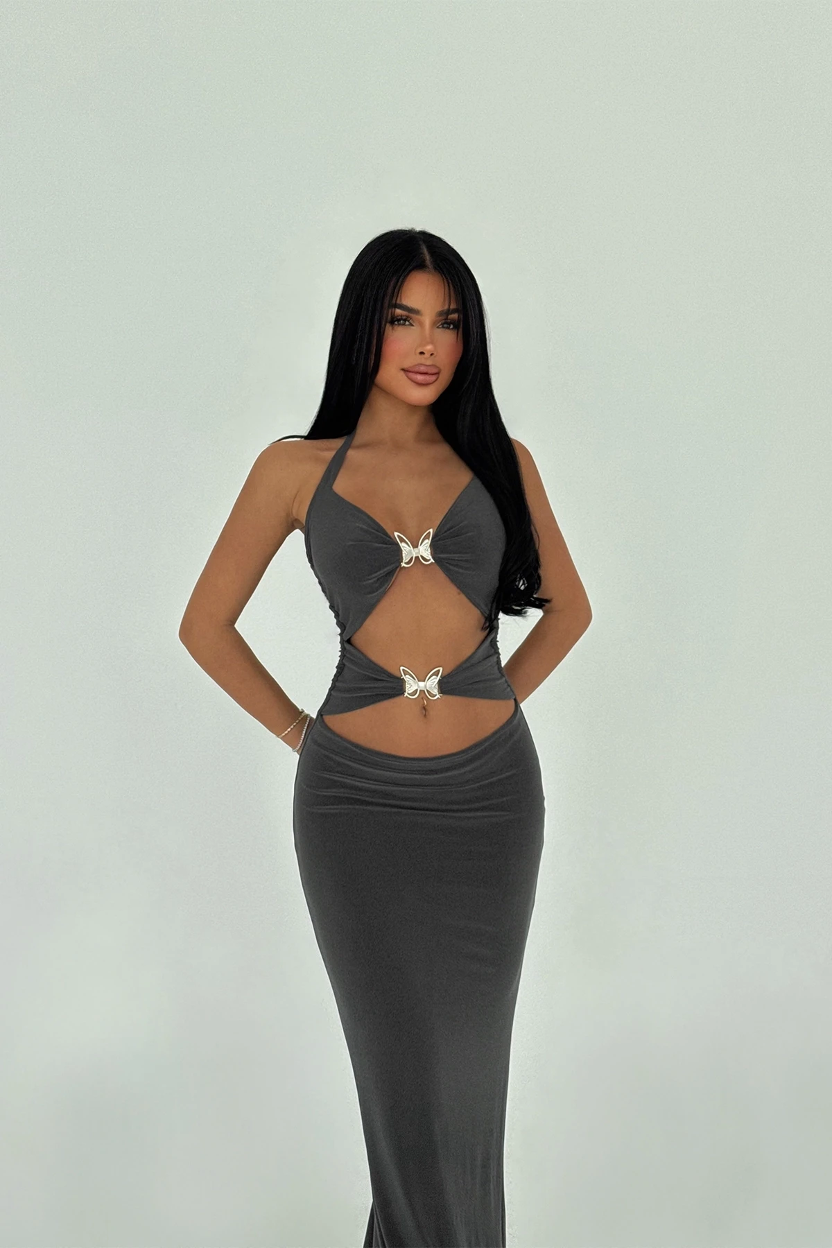 Picture of Anthracite Window Detail Dress