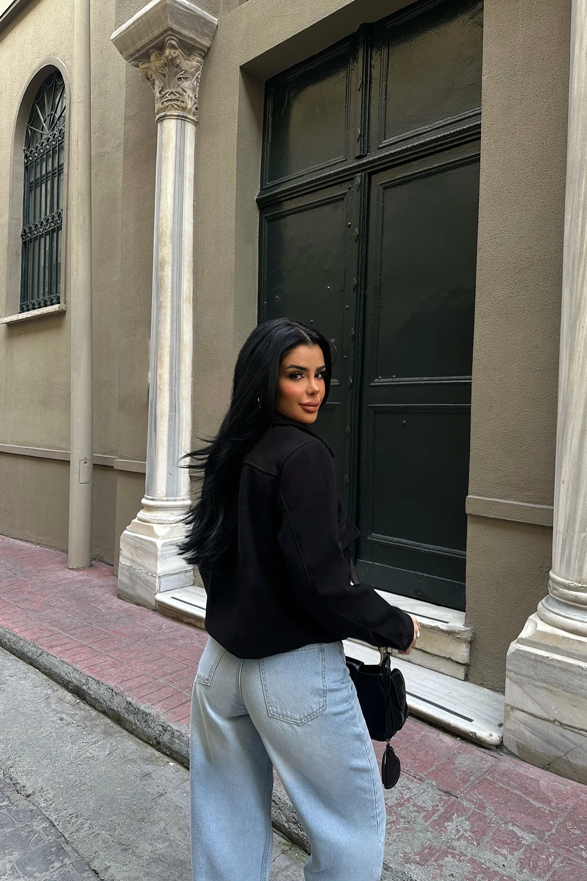 Picture of Black Shirt Collar Pocket Detail Jacket