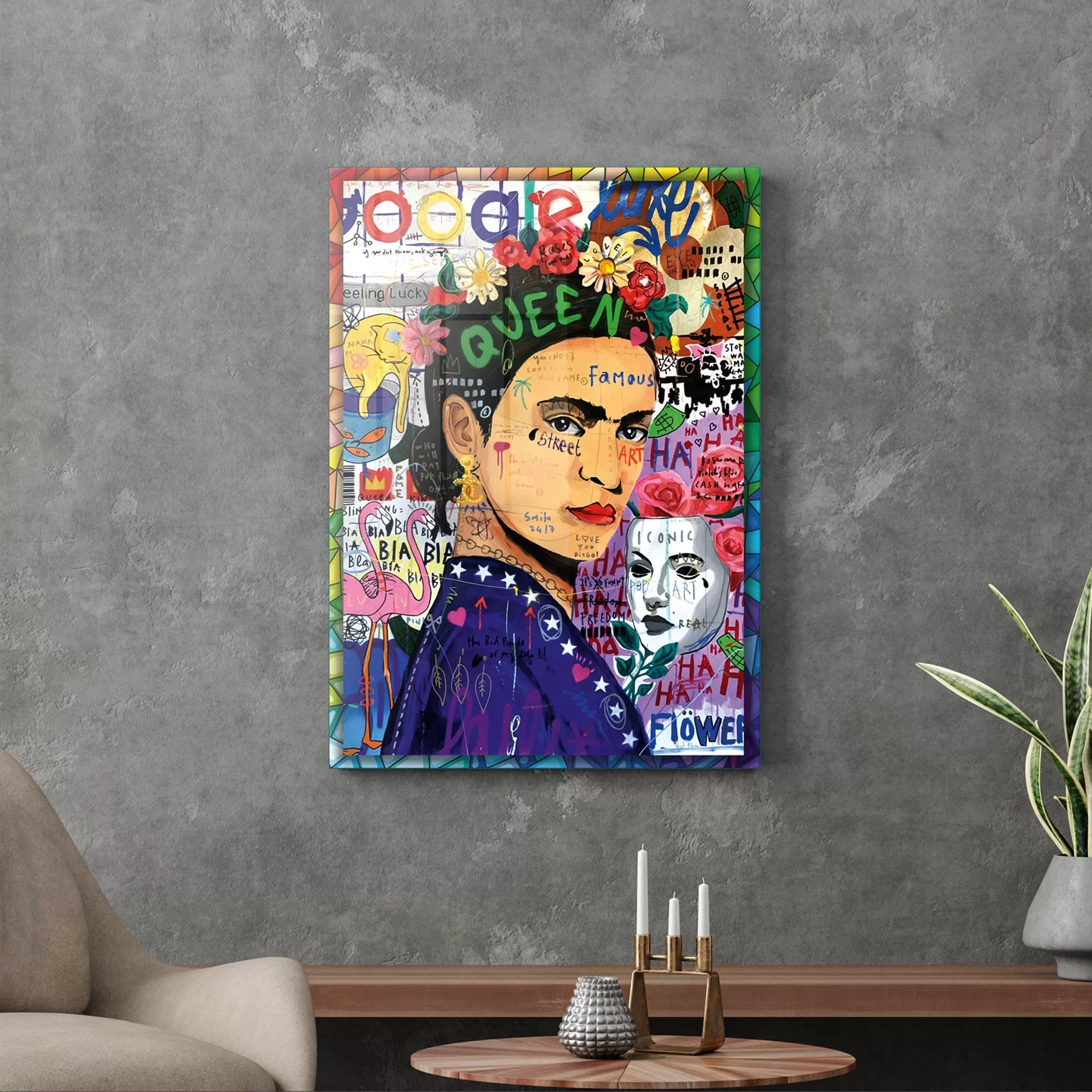 Picture of Decovetro Cam Tablo Pop Art Frida 50x70 cm