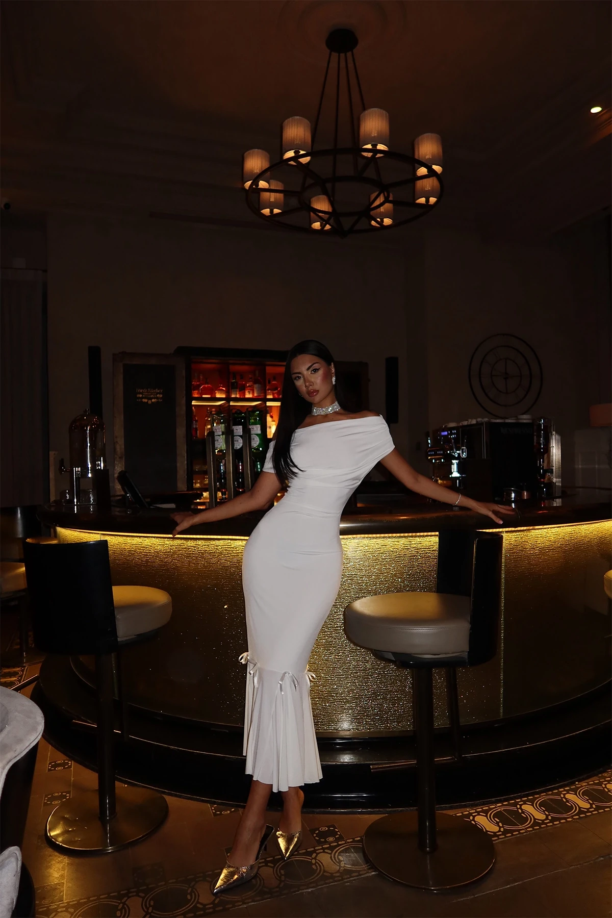 Picture of White Basic Ruffle Detail Dress