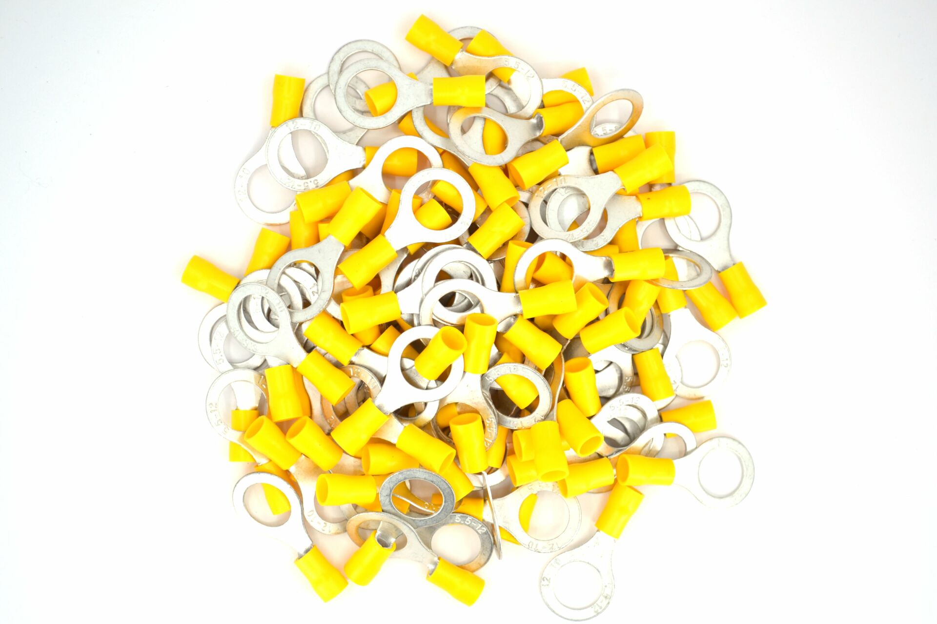 Picture of 100 Adet 4,00-6,00 Bakır Kablo Pabucu Sarı M12 Delikli Sıkmalı Sulye MT-SKS12S