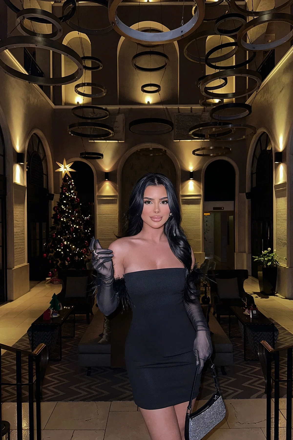 Picture of Black Feathered Glove Dress