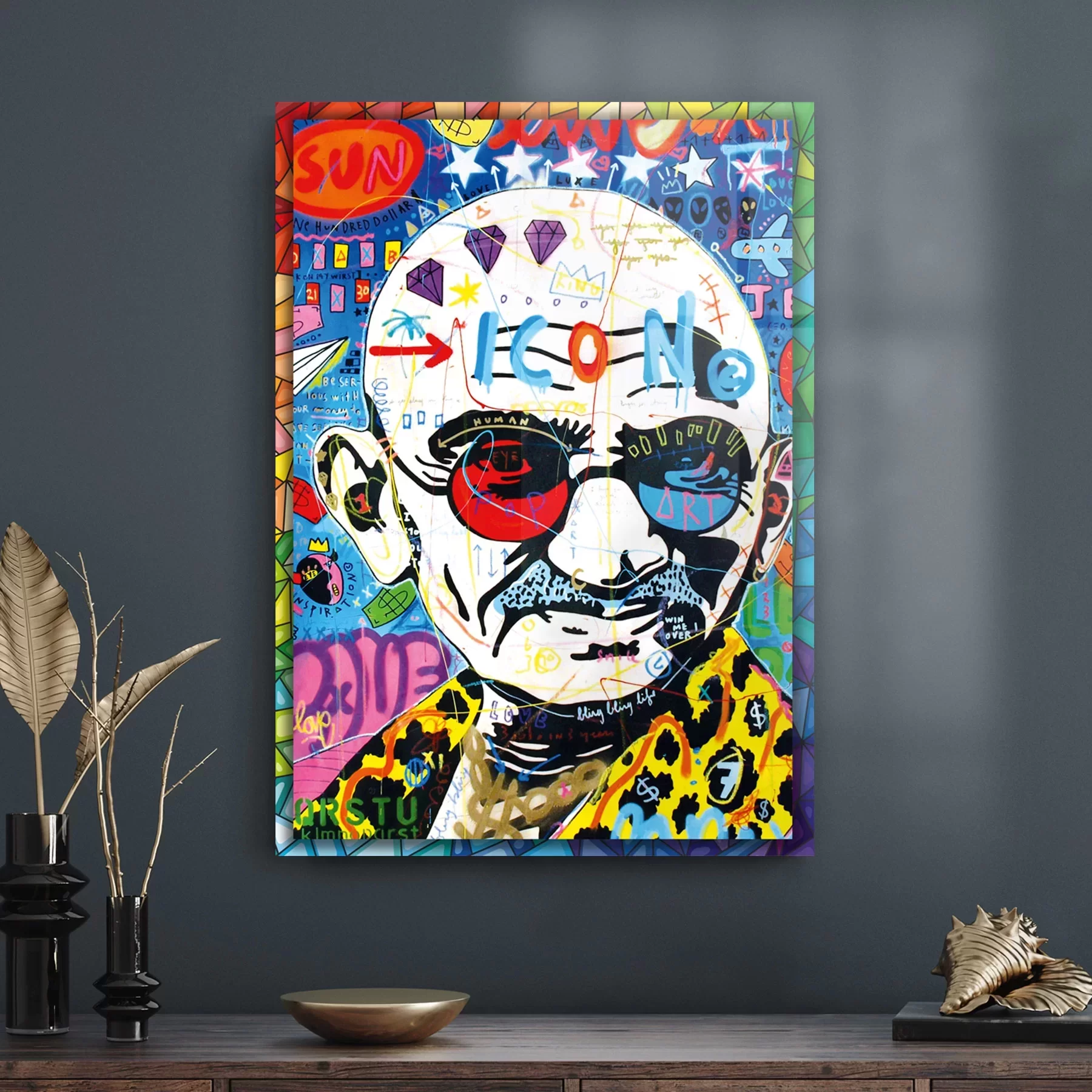 Picture of Decovetro Cam Tablo Pop Art Gandhi 30x40 cm