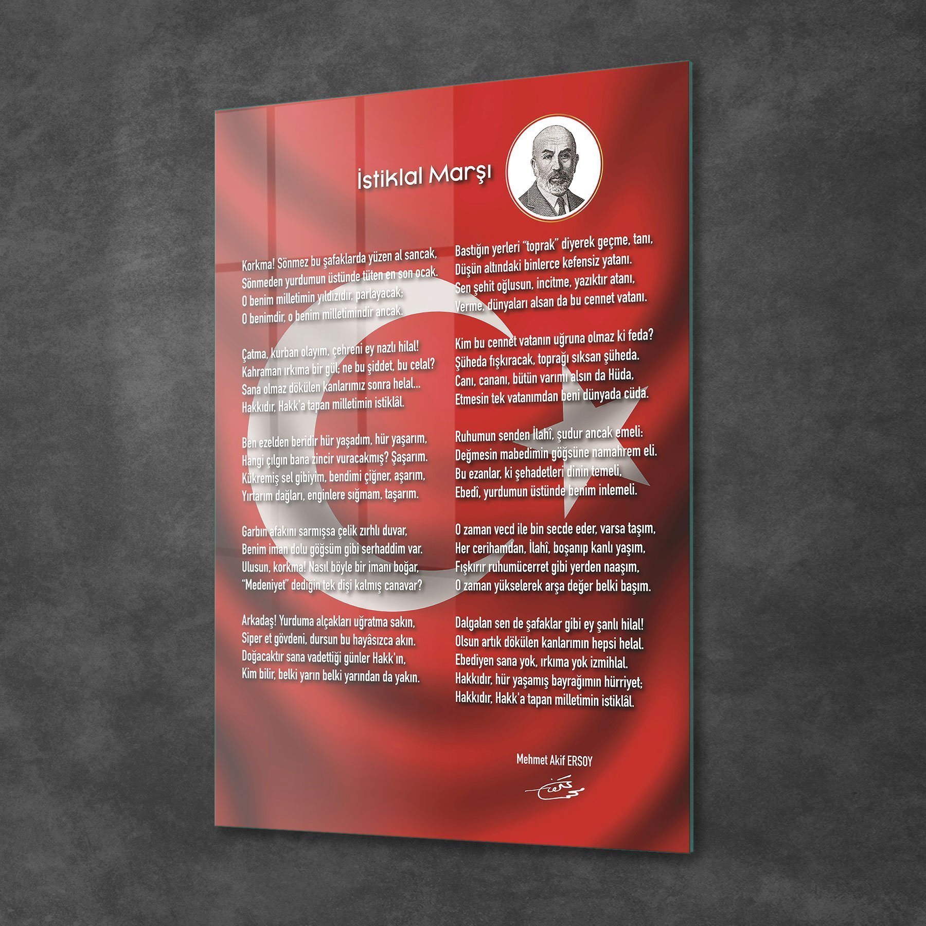 Picture of Decovetro Bayraklı İstiklal Marşı Cam Tablo 50x70 cm