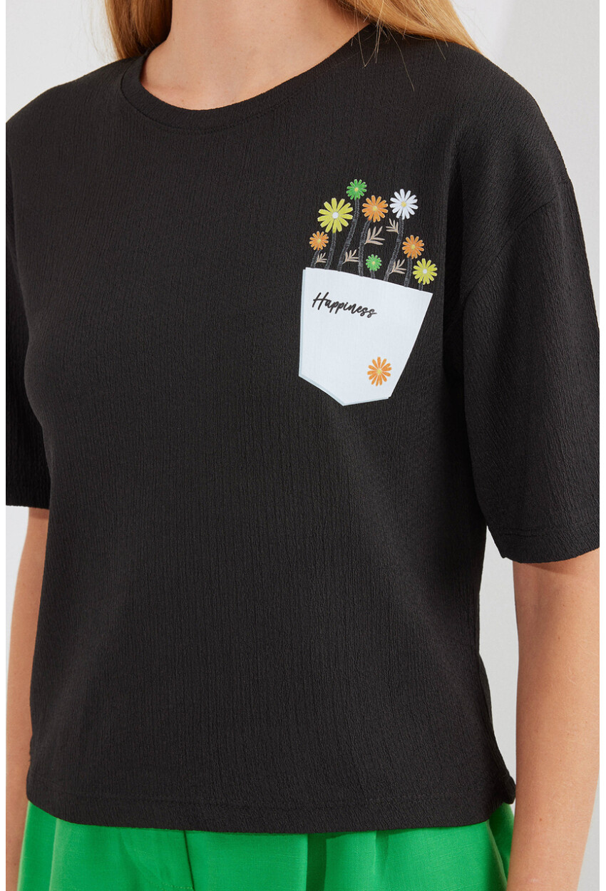 Picture of 912 Baskılı Örme Basic Tişört