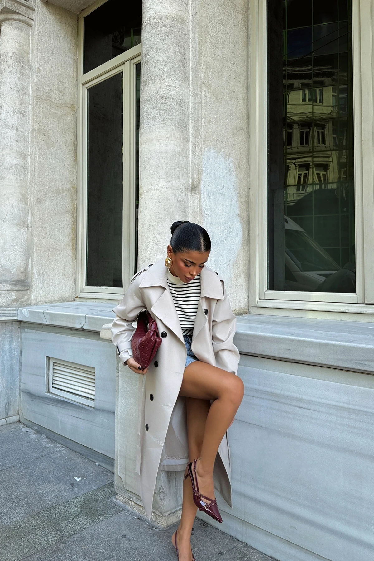 Picture of Stone Sleeves Belted Trench Coat