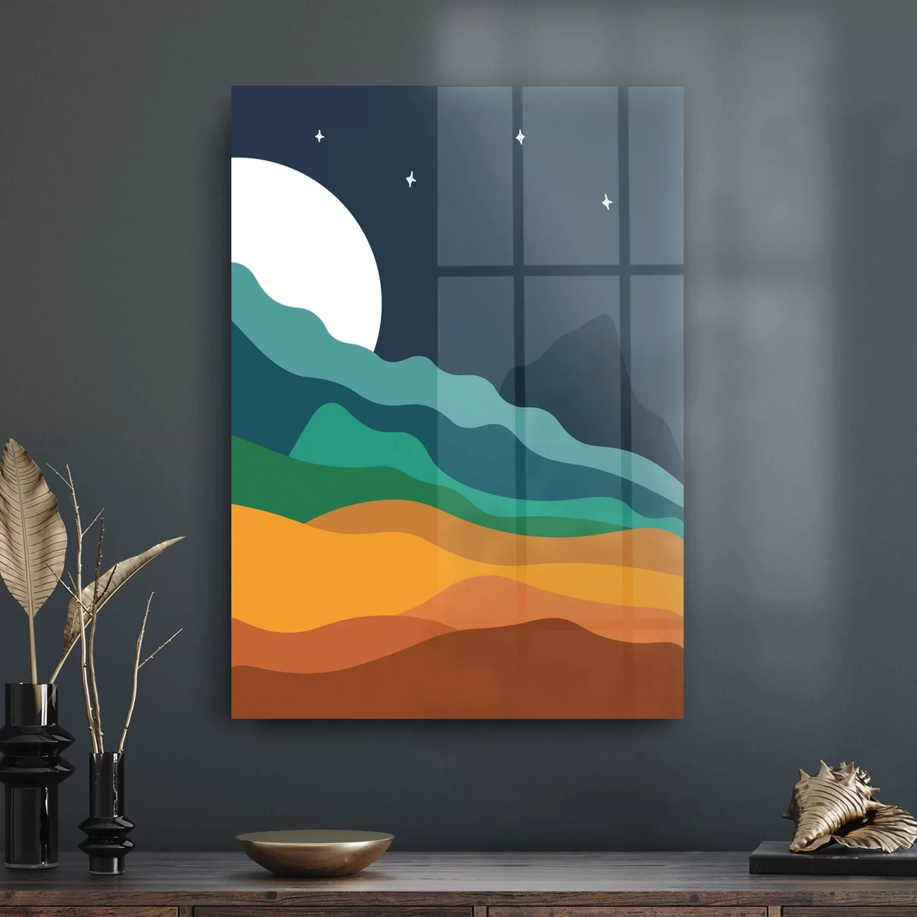 Picture of Decovetro Cam Tablo Cartoon Moon And Stars 30x40 cm