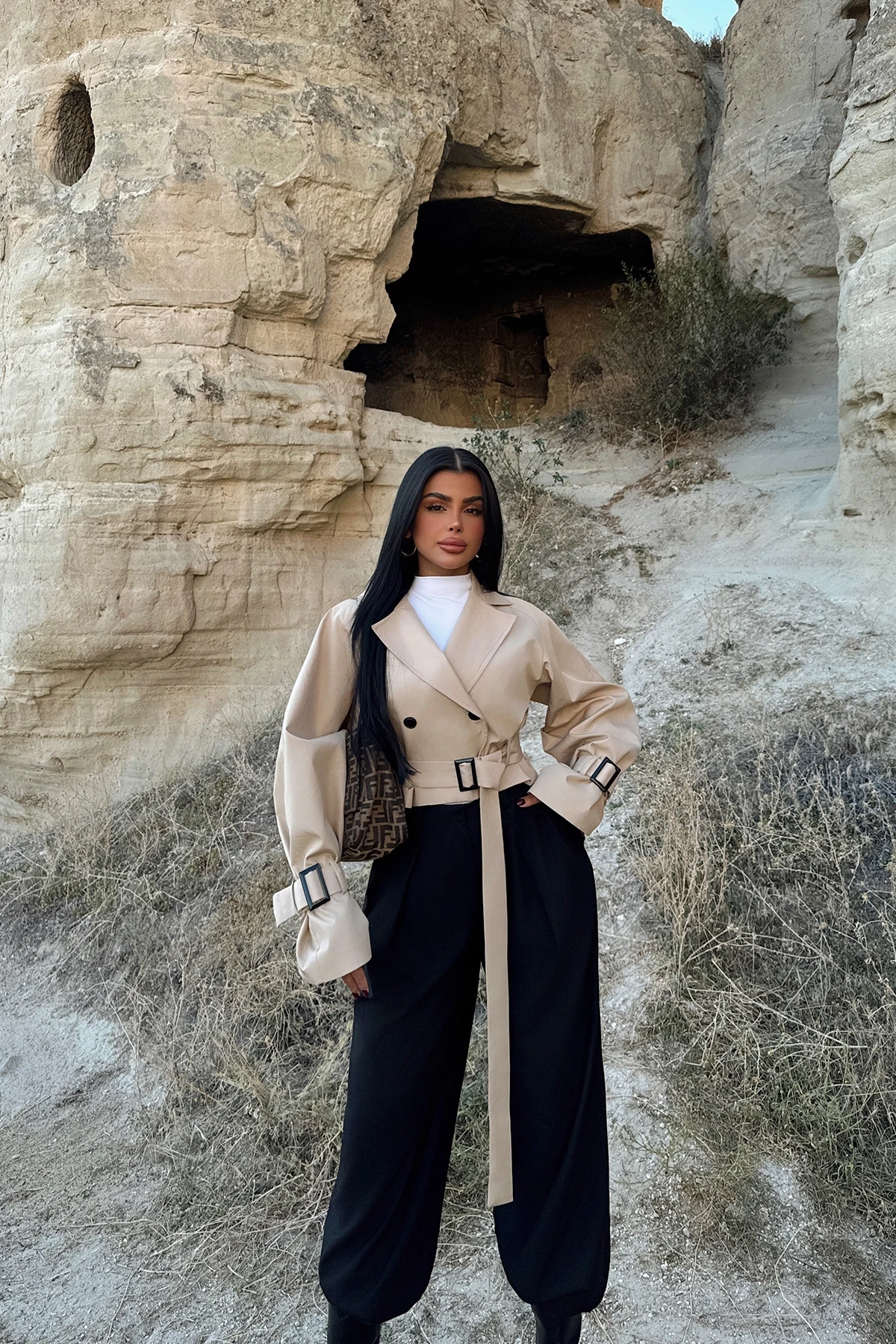 Picture of Cream Double Breasted Collar Jacket