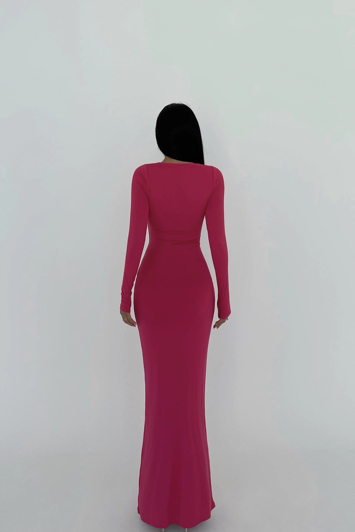 Picture of Fuchsia Ring Detail Long Dress