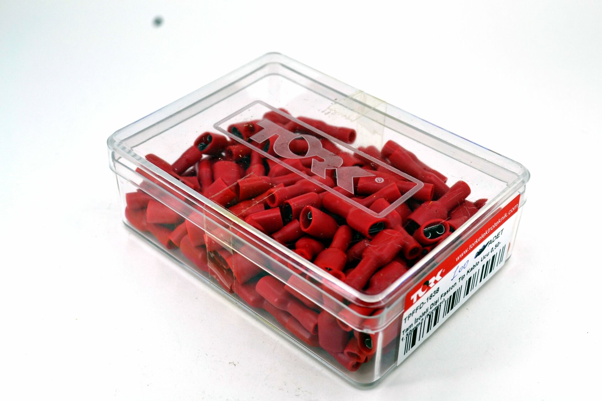 Picture of 100 Adet 0,50-1,50mm Kablo Ucu 6,3 Dişi Kırmızı Izolasyonlu Sıkmalı MT-SKDK63