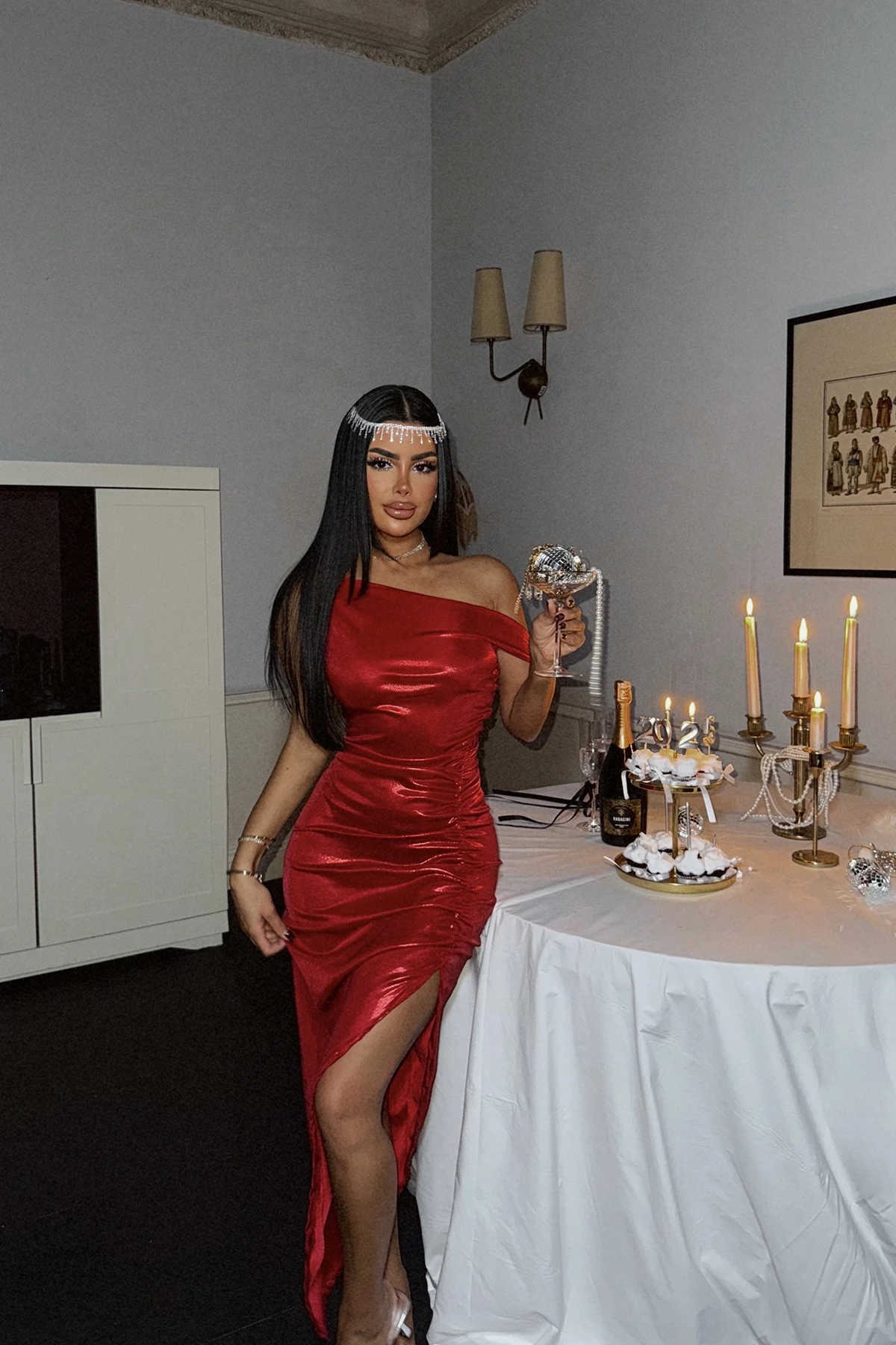 Picture of Red Slit Detail Dress