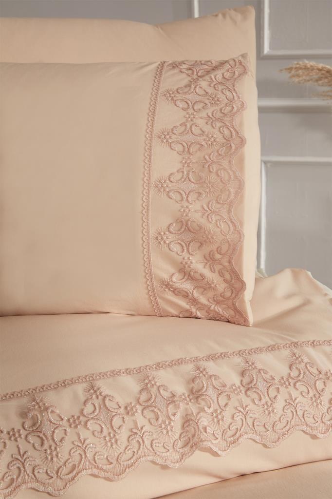 Picture of Fransız Dantelli Fidan Çeyizlik Nevresim Takımı Cappucino