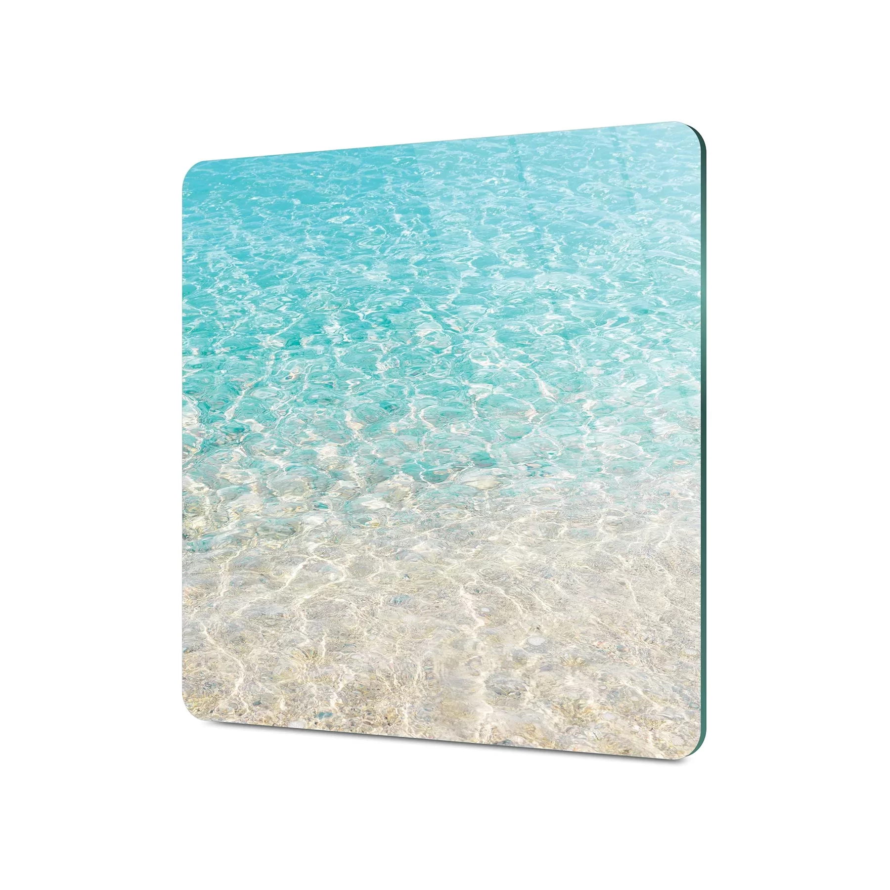 Picture of Decovetro Cam Kesme Tahtası ve Sunumluk Kare Deniz Kum Sahil Desenli 30x30 Cm