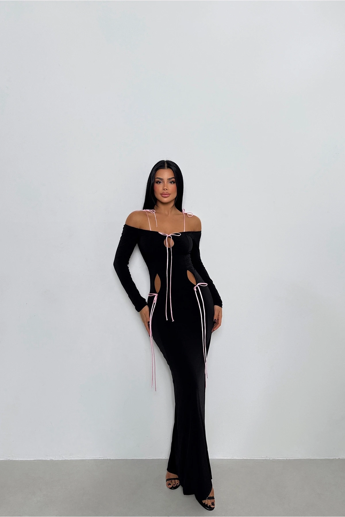Picture of Black Tie-Up Long Dress