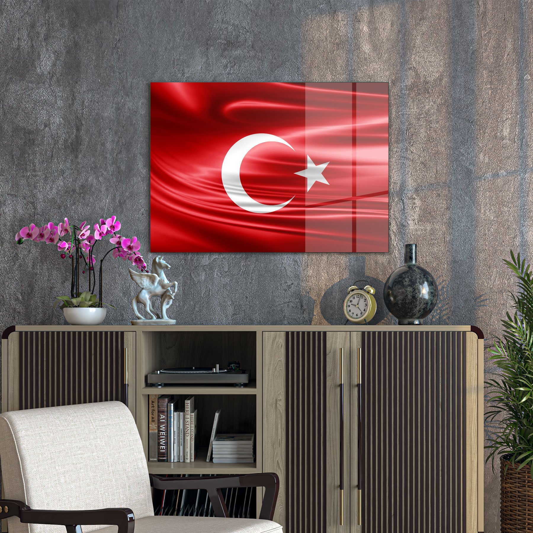 Picture of Decovetro Cam Tablo Türk Bayrağı Desenli 70x100 cm